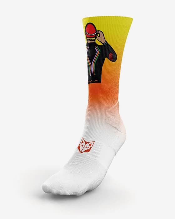 Calcetines Otso Time to tri blanco puro amarillo naranja