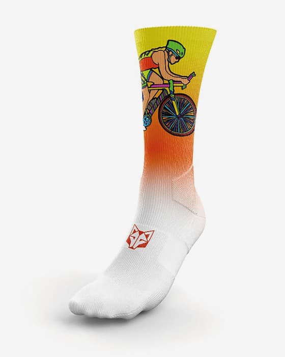 Calcetines Otso Time to tri amarillo fuerte naranja mujer