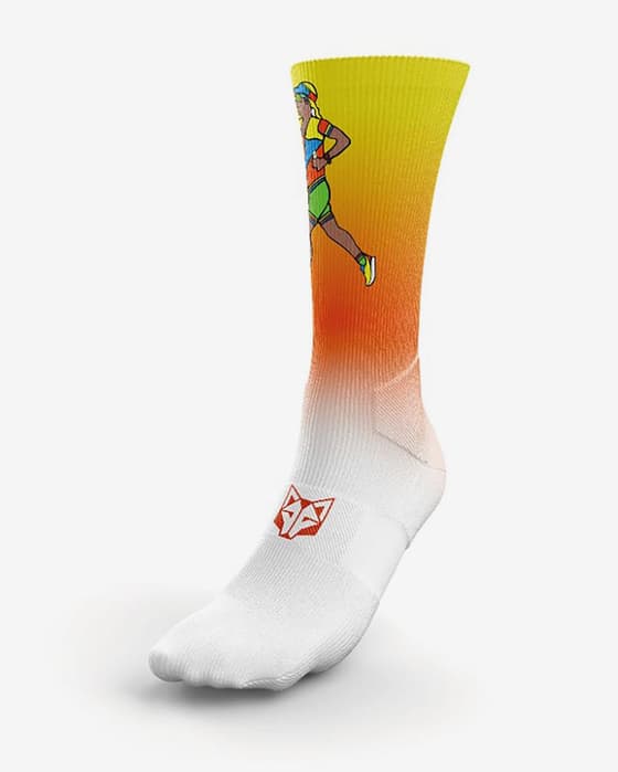 Calcetines Otso Time to tri naranja profundo amarillo mujer