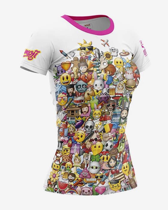 Camiseta Otso Emoji Big Wave manga corta blanco rosa mujer
