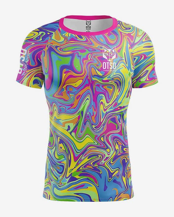 Camiseta Otso Psychedelic manga corta rosa verde