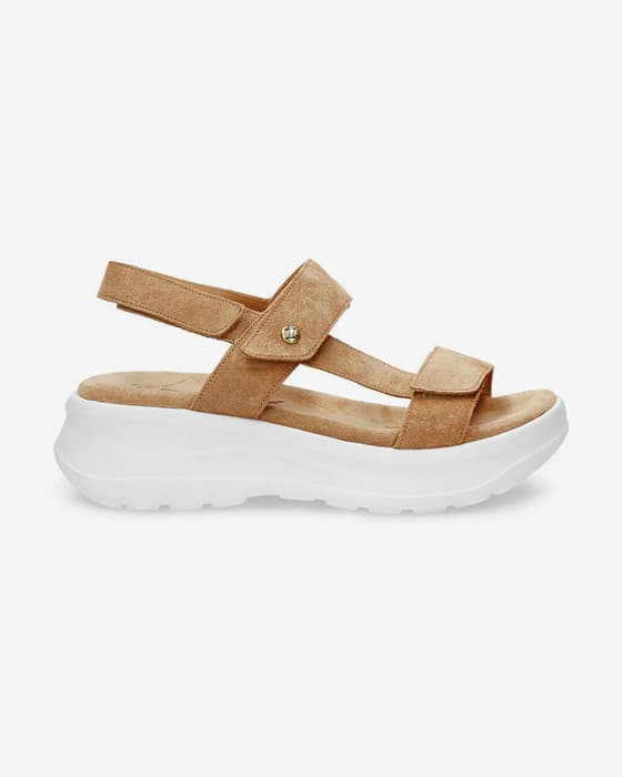 Sandalias Panama Jack Noor marrón camel blanco mujer