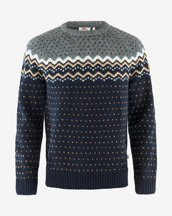Jersey Fjällräven Övik Knit manga larga gris azul marrón