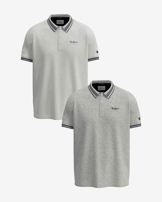 Pack polo Pepe Jeans Jett manga corta gris claro gris oscuro (2 unidades)
