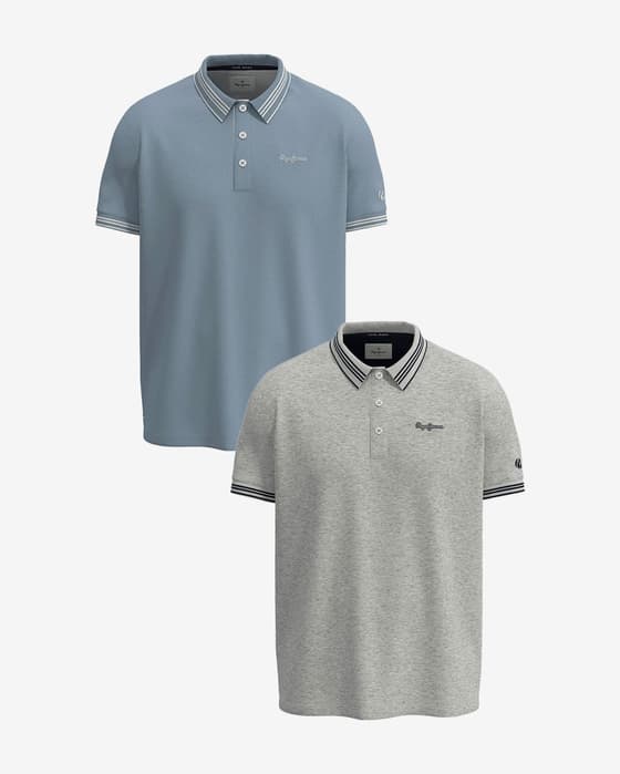Pack polo Pepe Jeans Jett manga corta azul claro gris (2 unidades)