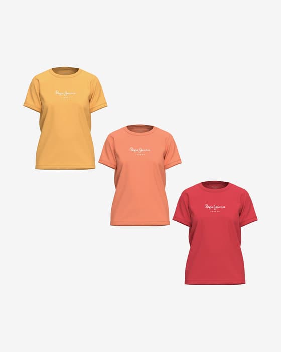 Pack camiseta Pepe Jeans Wendy manga corta amarillo naranja rojo mujer (3 unidades)