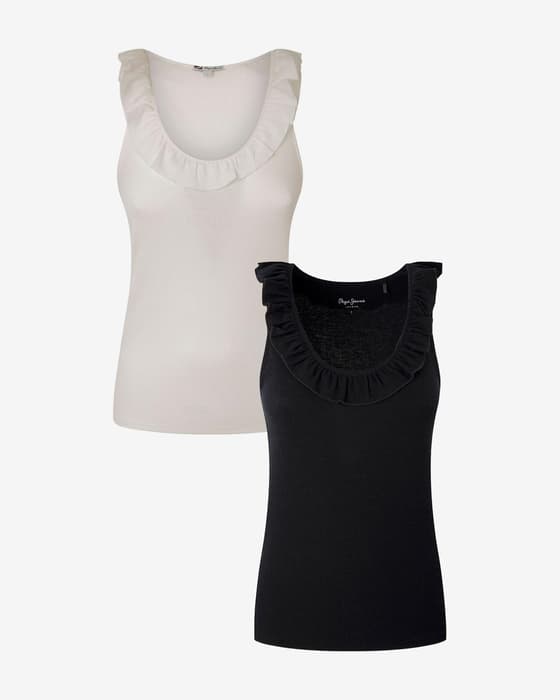 Pack camiseta Pepe Jeans Dorina tirantes blanco negro mujer (2 unidades)