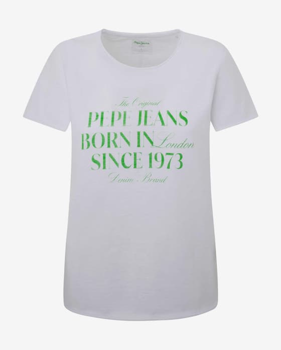 Camiseta Pepe Jeans Jasmine manga corta blanco verde mujer