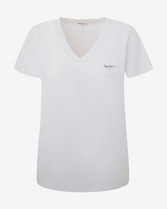 Camiseta Pepe Jeans Lorette V Neck manga corta blanco mujer