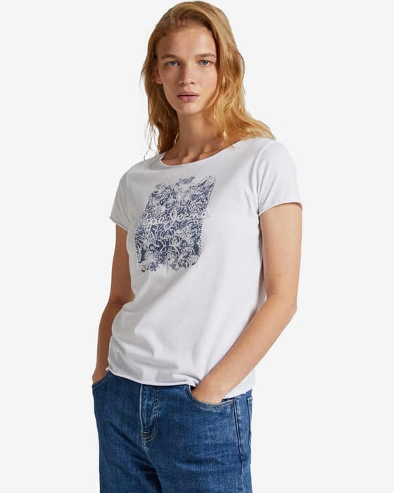 Camiseta Pepe Jeans Jury manga corta blanco azul mujer