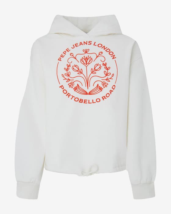 Sudadera con capucha Pepe Jeans Haria blanco rojo mujer