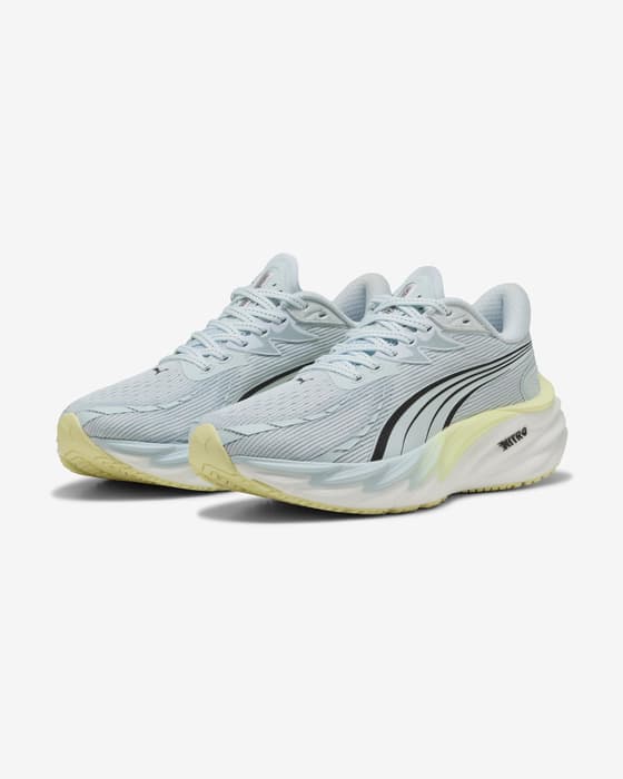 Ténis Puma Velocity NITRO 4 azul claro preto amarelo mulher
