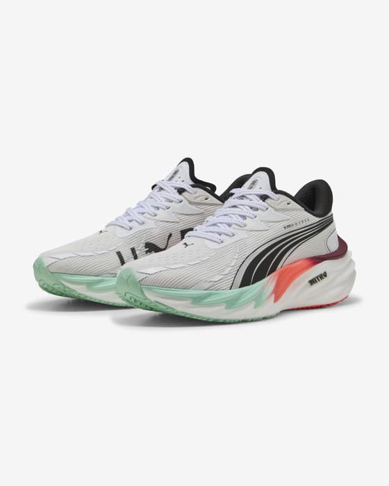 Ténis Puma Velocity NITRO 4 HYROX branco preto azul mulher