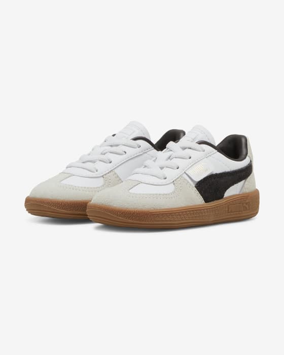 Chaussures Puma Leather AC blanc beige noir bébé