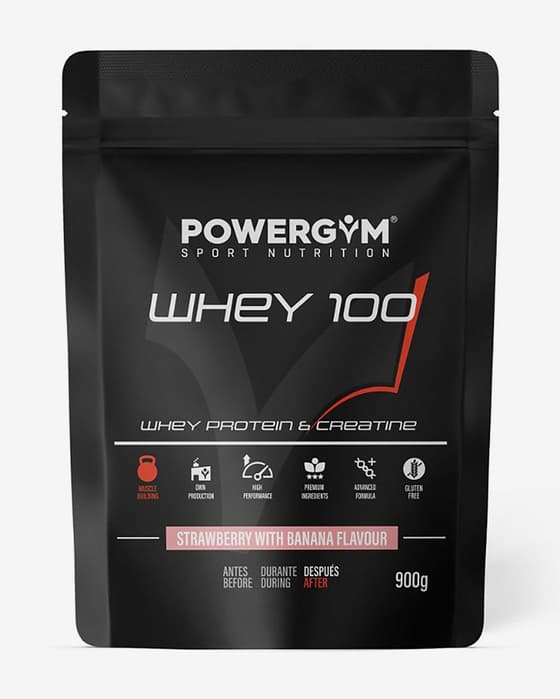 Batido Powergym Whey 100 sabor fresas con plátano 1.000 g 