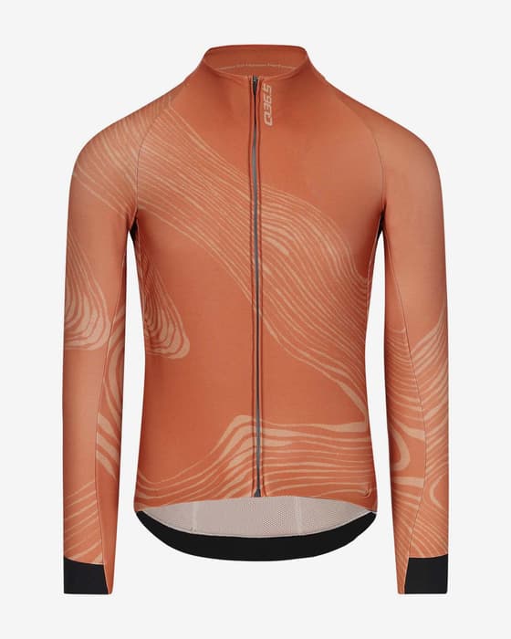 Maillot Q36.5 Gregarius Hybrid Dolomites manche longue orange foncé noir
