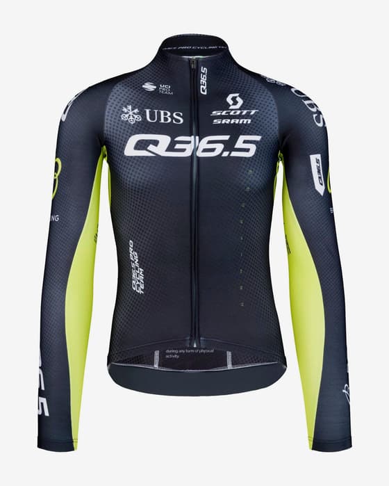 Maillot Q36.5 Pro Cycling Team 2024 manga larga gris amarillo