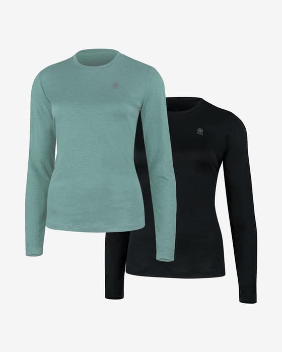 Pack camiseta Reld Trentino manga larga azul turquesa negro mujer (2 unidades)