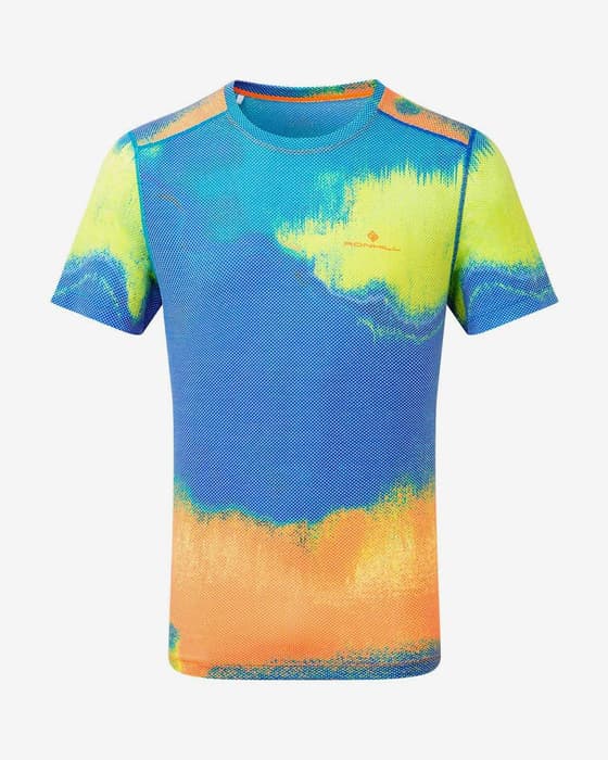 Camiseta Ronhill Tech Golden Hour manga corta azul oscuro naranja