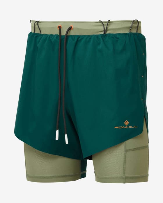 Pantalón corto Ronhill Tech Distance Twin verde turquesa