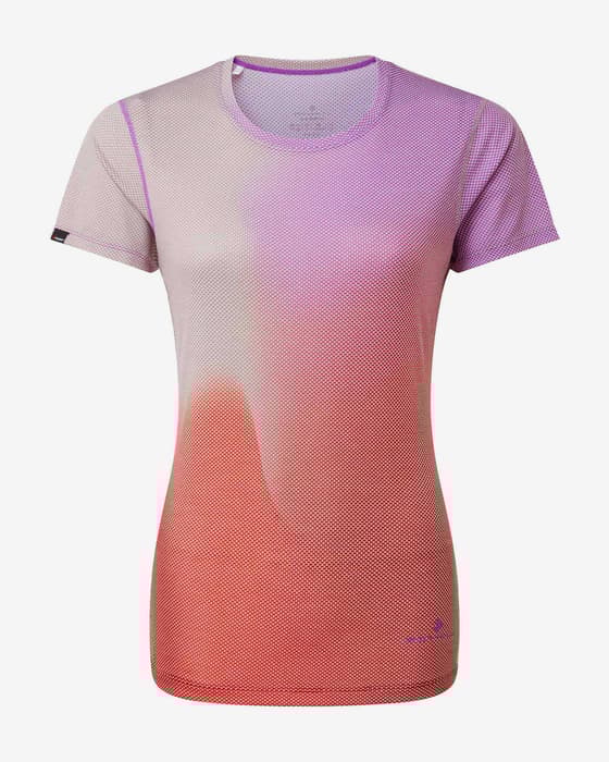 Camiseta Ronhill Tech Golden Hour manga corta azul lila amarillo mujer
