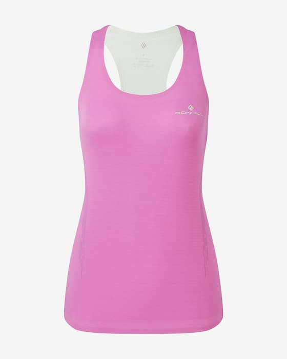 Camiseta Ronhill Tech Race sin mangas rosa oscuro blanco mujer