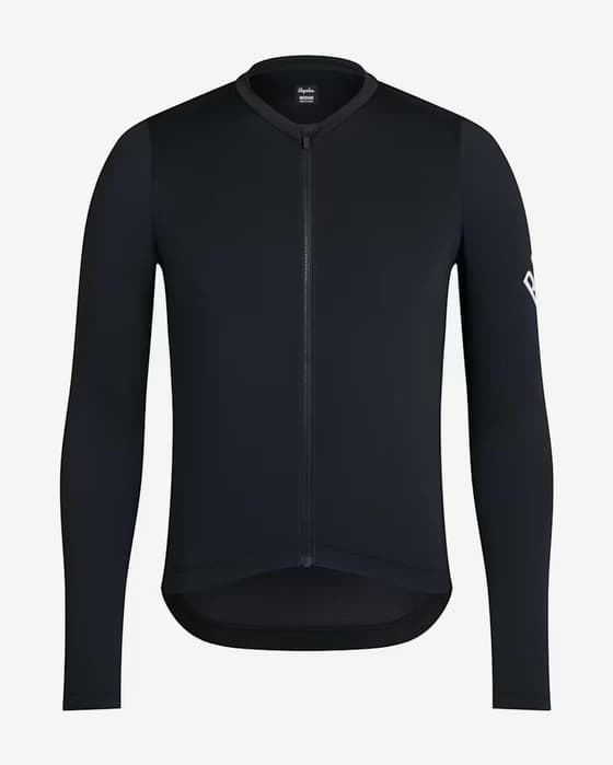 Maillot Rapha Pro Team Lightweight manches longues noir logo blanc