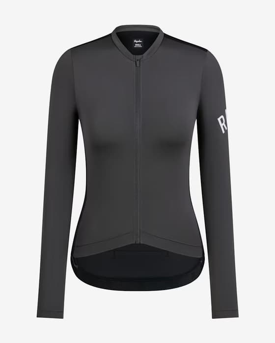 Maillot Rapha Pro Team Lightweight manches longues noir logo blanc femme