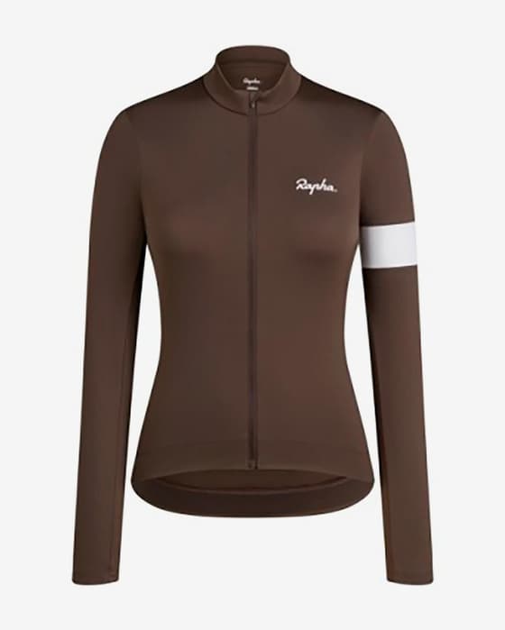 Maillot Rapha Core Thermal manches longues marron foncé blanc femme