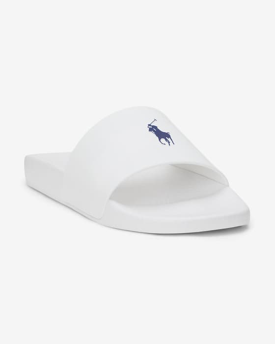 Ralph Lauren Signature Pony Flip Flops white blue