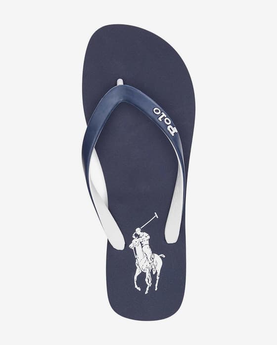 Ralph Lauren Eva Bolt Flip Flops Navy Blue White