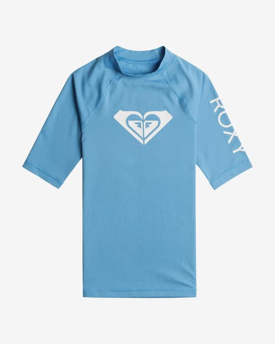 Camiseta Roxy Whole Hearted manga corta azul cielo blanco puro niña