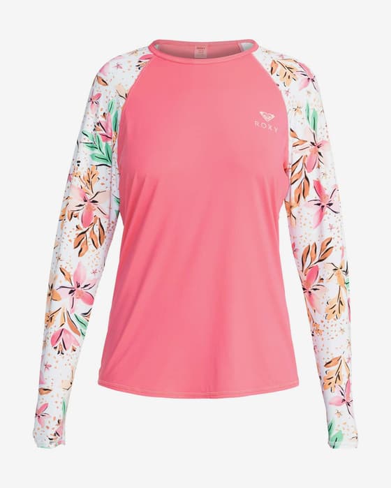 Roxy Printed Flowers langærmet T-shirt dame pink hvid grøn