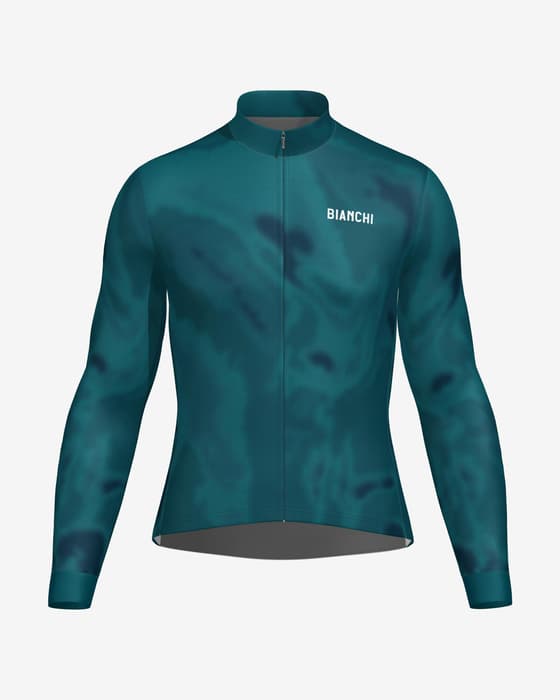 Maillot Santini Bianchi Milano Classic manches longues bleu turquoise
