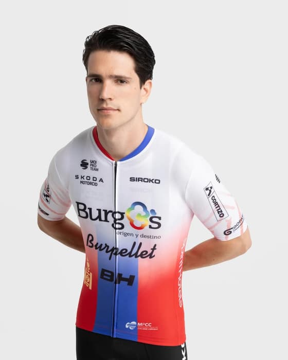 Maillot Burgos Burpellet BH 2025 Mongolia Champion manga corta blanco rojo azul