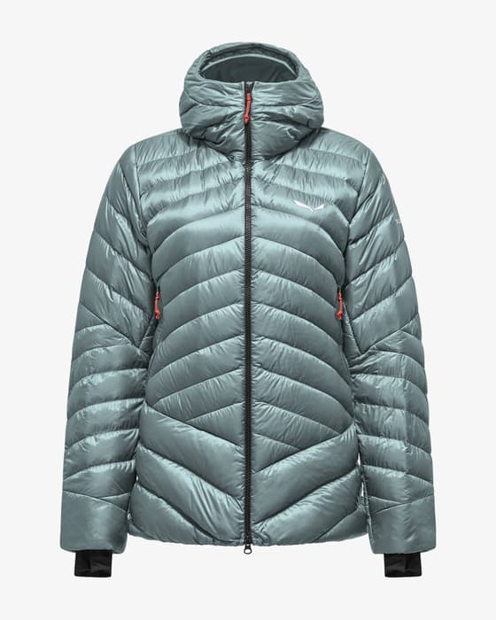 Casaco com capucho Salewa Ortles Medium 3 Down azul água acinzentado mulher
