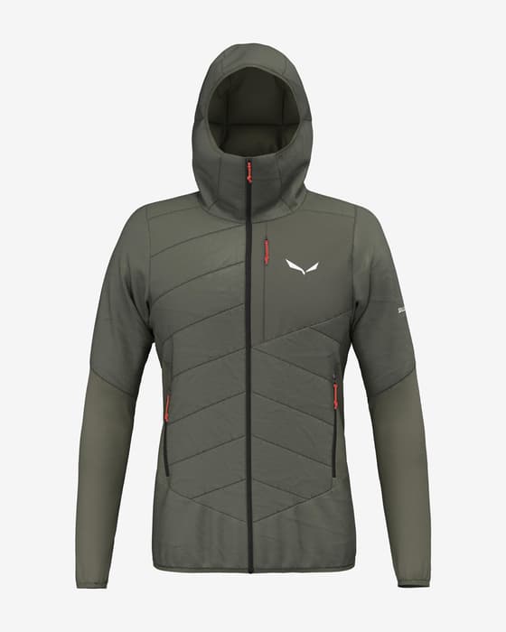 Giacca con cappuccio Salewa Ortles Tirol Wool verde canna