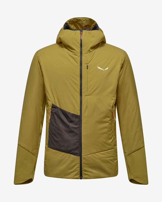 Giacca con cappuccio Salewa Pedroc TirolWool Air Hybrid verde kaki