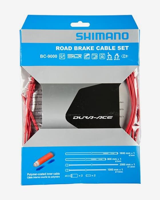 Set di cavi per freno strada Shimano Dura-Ace BC-9000 con rivestimiento di polimero rosso