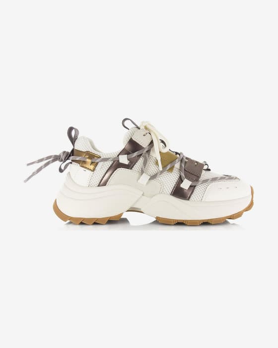 Zapatillas Steve Madden Tazmania blanco dorado mujer