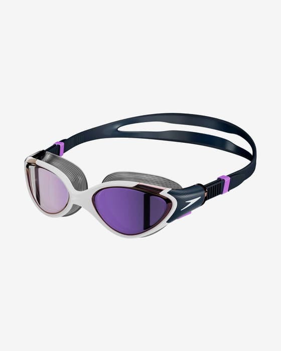 Óculos de natação Speedo Biofuse 2.0 preto com lentes espelhadas lilás para mulher