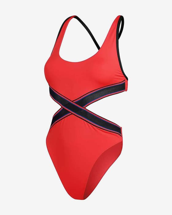 Maillot de bain Speedo Convertible Cut Out One Piece rouge noir femme