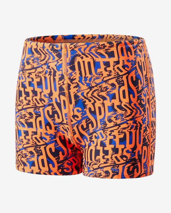 Maillot de bain Speedo Electric Spritz Allover Aquashort bleu orange garçon
