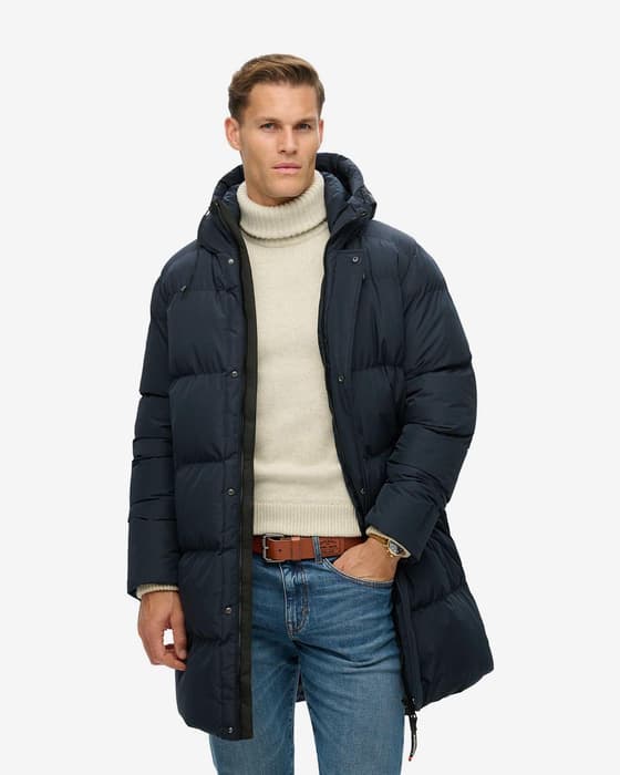 Superdry Sports Puffer Mid Kapuzenjacke marineblau