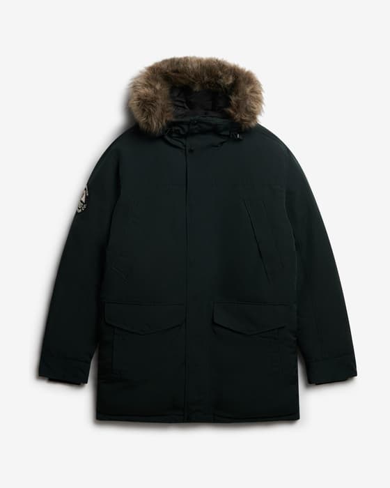 Chaqueta con capucha Superdry Everest Faux Parka verde bosque