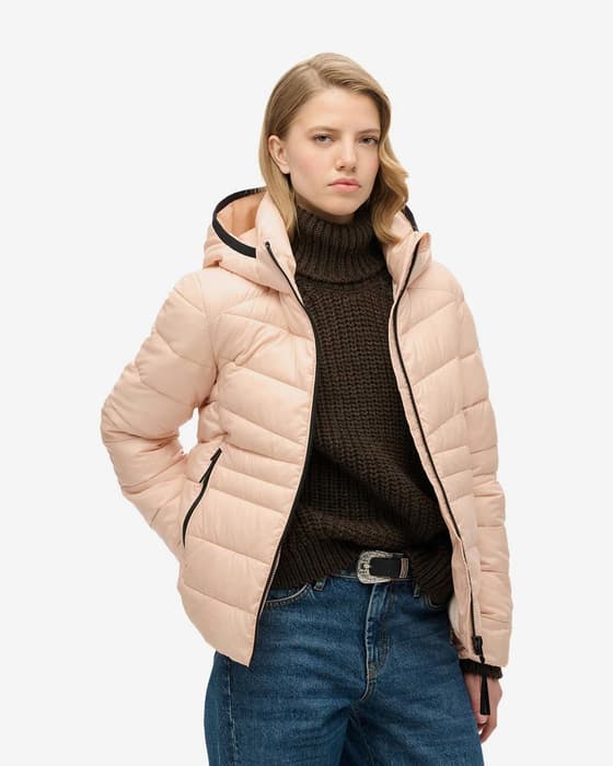 Chaqueta con capucha Superdry Fuji Quilt Padded rosa claro mujer