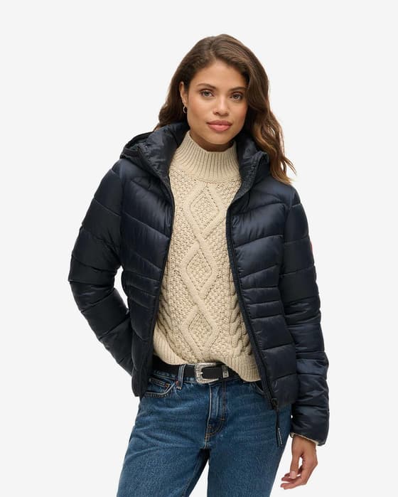 Chaqueta con capucha Superdry Fuji Quilt Padded azul marino mujer