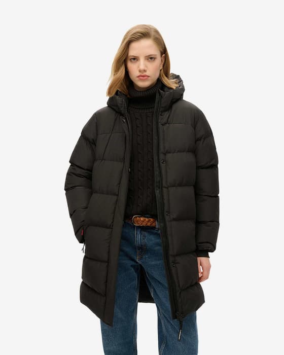 Chaqueta con capucha Superdry Sports Puffer Mid negro puro mujer