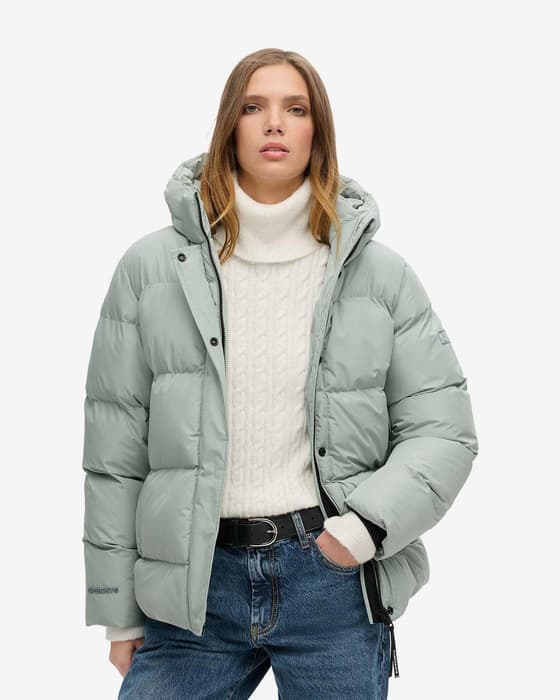 Chaqueta con capucha Superdry 5 Baffle Sports Puffer azul claro mujer