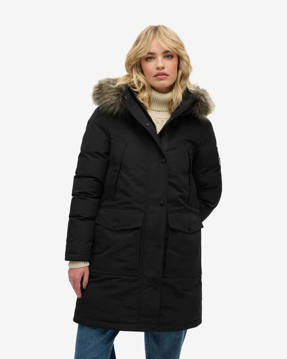 Chaqueta con capucha Superdry Everest Faux Fur Parka negro puro mujer